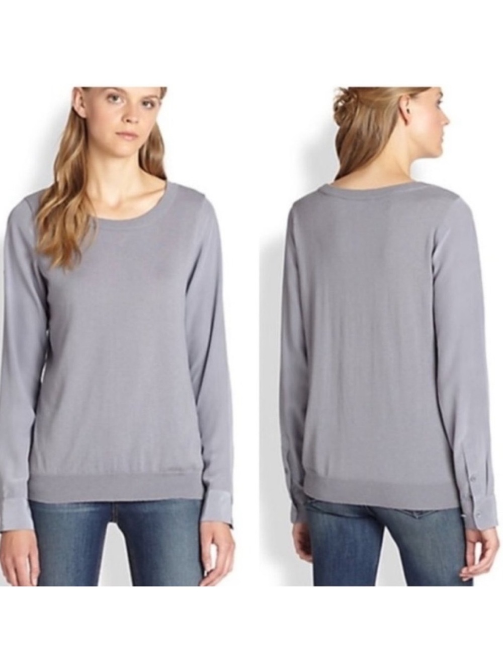 JOIE Kelsea Silk Long Sleeve Top Sweater Small